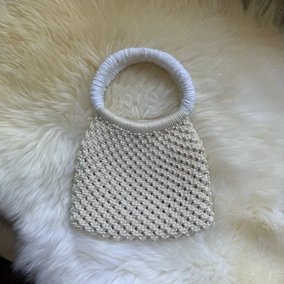 NWT Merlette Maris Crochet Macrame White Handle Mini Bag Purse - Picture 1 of 13